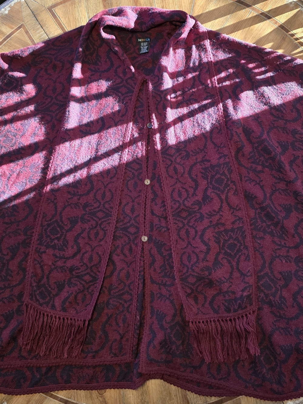 Novica Alpaca Peruvian Wildflower Ruana Poncho Cloak One Size Knit